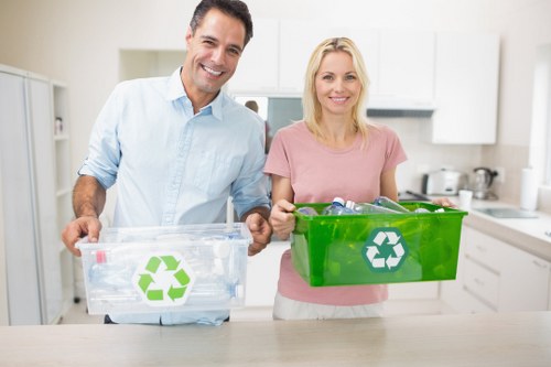 Variety of waste being sorted for recycling